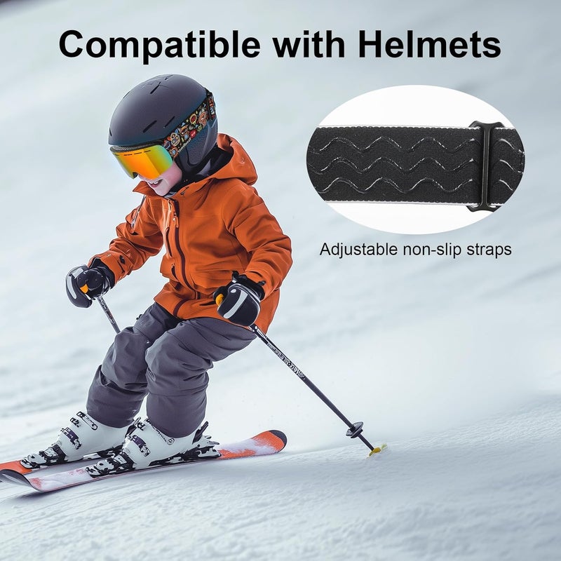 YooxArmor OTG Kids Ski Goggles, Snowboard Goggles Anti Fog UV400 for Kid 6-14 Years, Snow Goggles for Youth Boys Girls - Image 4